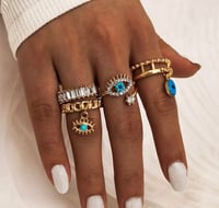 4PC Evil Eye Ring Set