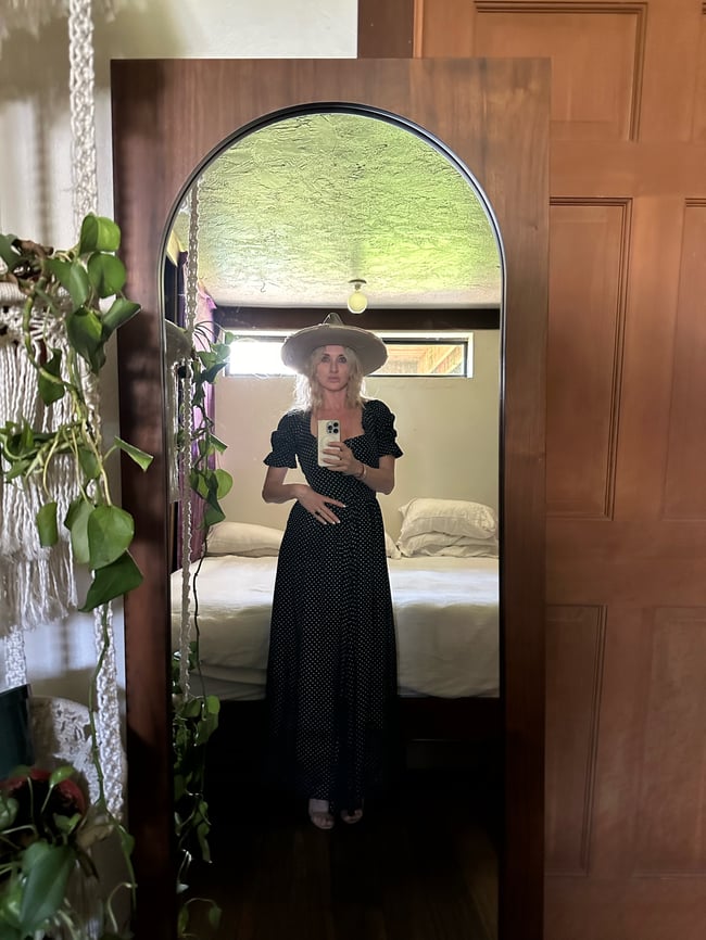 late 60s BIBA London polka dot maxi dress