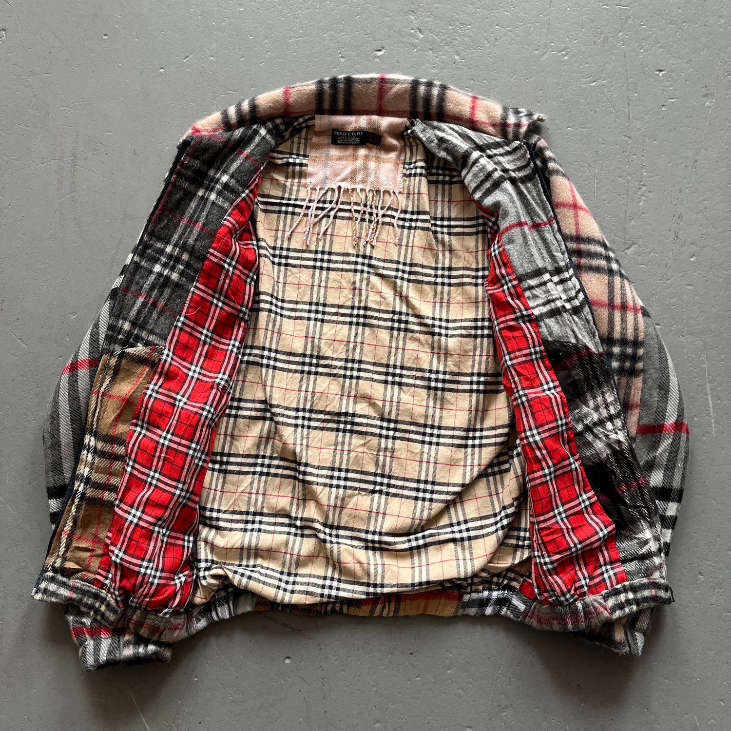 Image of Vintage Burberry rework scarf jacket size medium 