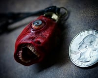 Image 9 of Egg of the King bleeding eyes pendant, adjustable cord, OOAK,