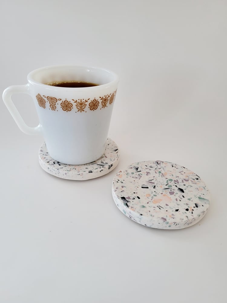 Image of Duo de sous-verres terrazzo blancs 
