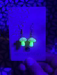 Image 5 of Glow Rainbow Mushie Earrings