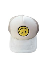 Cream big face trucker 