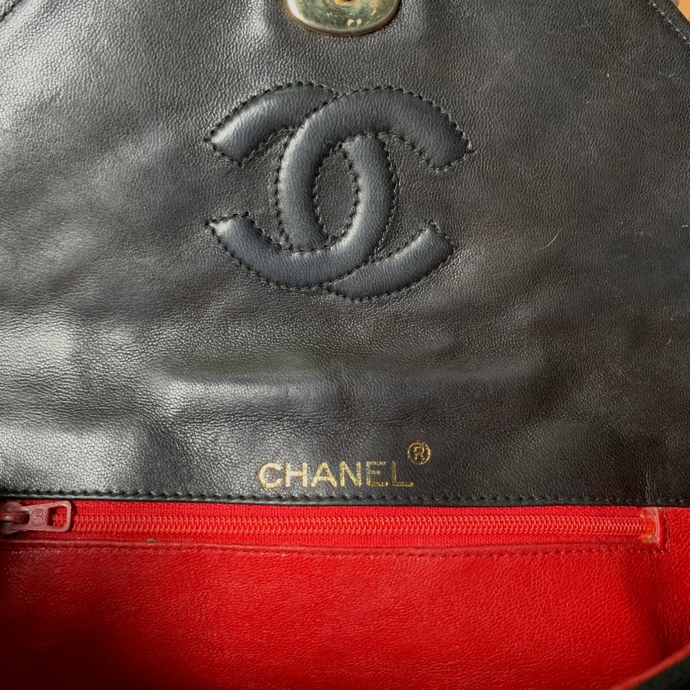 Chanel 1980's Half Moon Black Satin Purse
