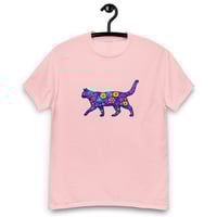 Image 5 of Unisex classic tee, Blue Floral Cat T-Shirt | Colorful Artistic Cat Graphic Tee