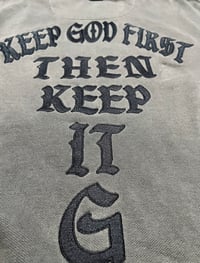 Image 2 of KEEP GOD FIRST- DARK GRAY- EMBROIDERED CREWNECK