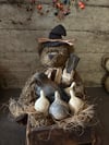 Bramble the Bear and his faithful Crow - Pull toy with sign