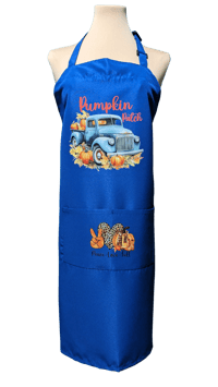 Image 1 of Pumpkin Patch Fall Apron (blue)