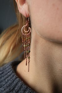 Image 1 of Copper + Green Garnet Moon Chandeliers