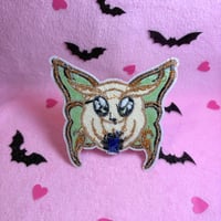 Image 2 of Fuzzy Poodle Moth  - 3.5 Inch - Embroidered, Iron-On Patch