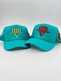 Image 4 of LVL3 NYC JADE & RED TRUCKER HAT