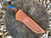 Image 2 of Damascus knife with basket weave pattern sheath