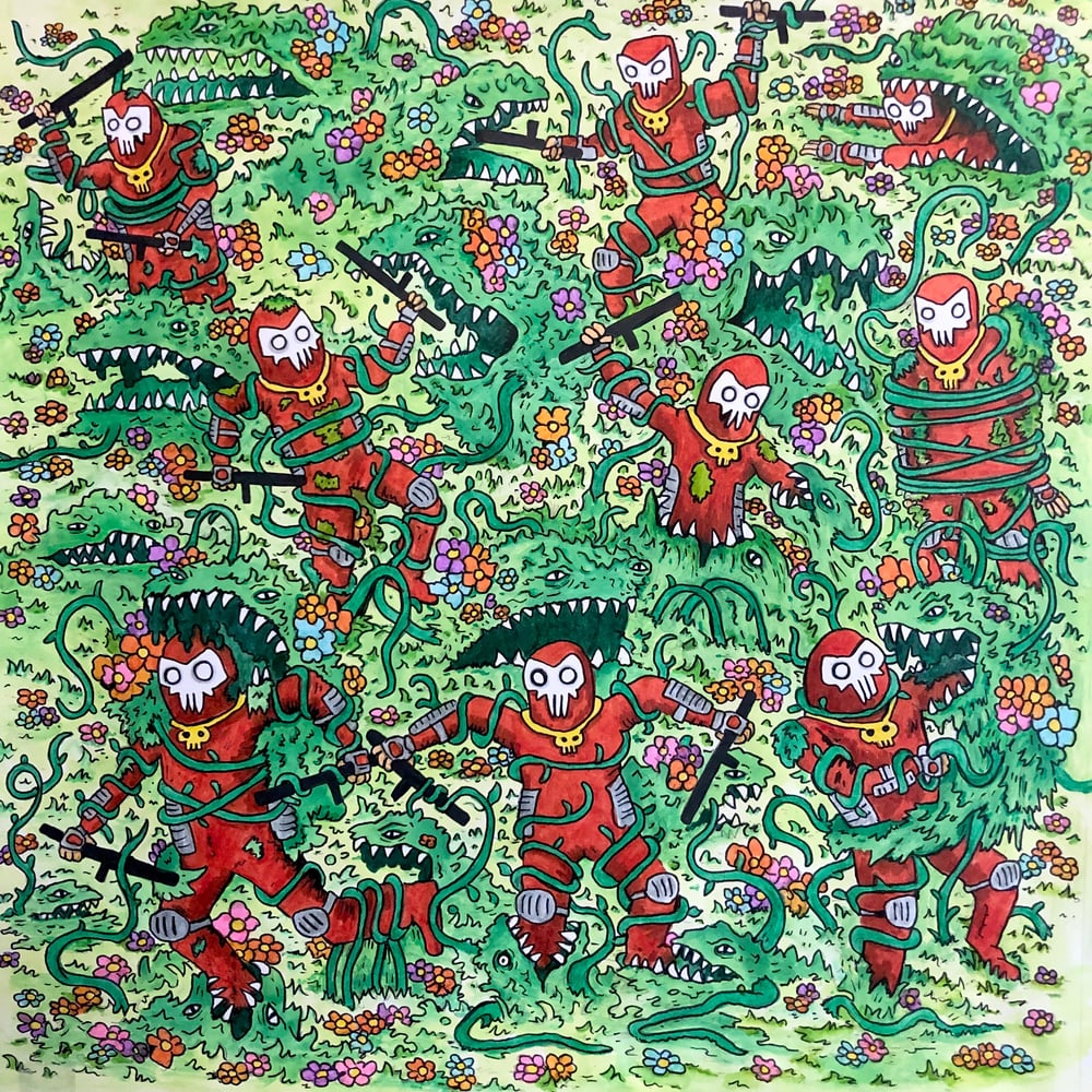 Image of Nature Finally Has Had Enough 14x14 original watercolor and ink