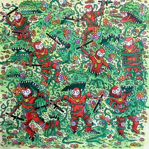 Image of Nature Finally Has Had Enough 14x14 original watercolor and ink