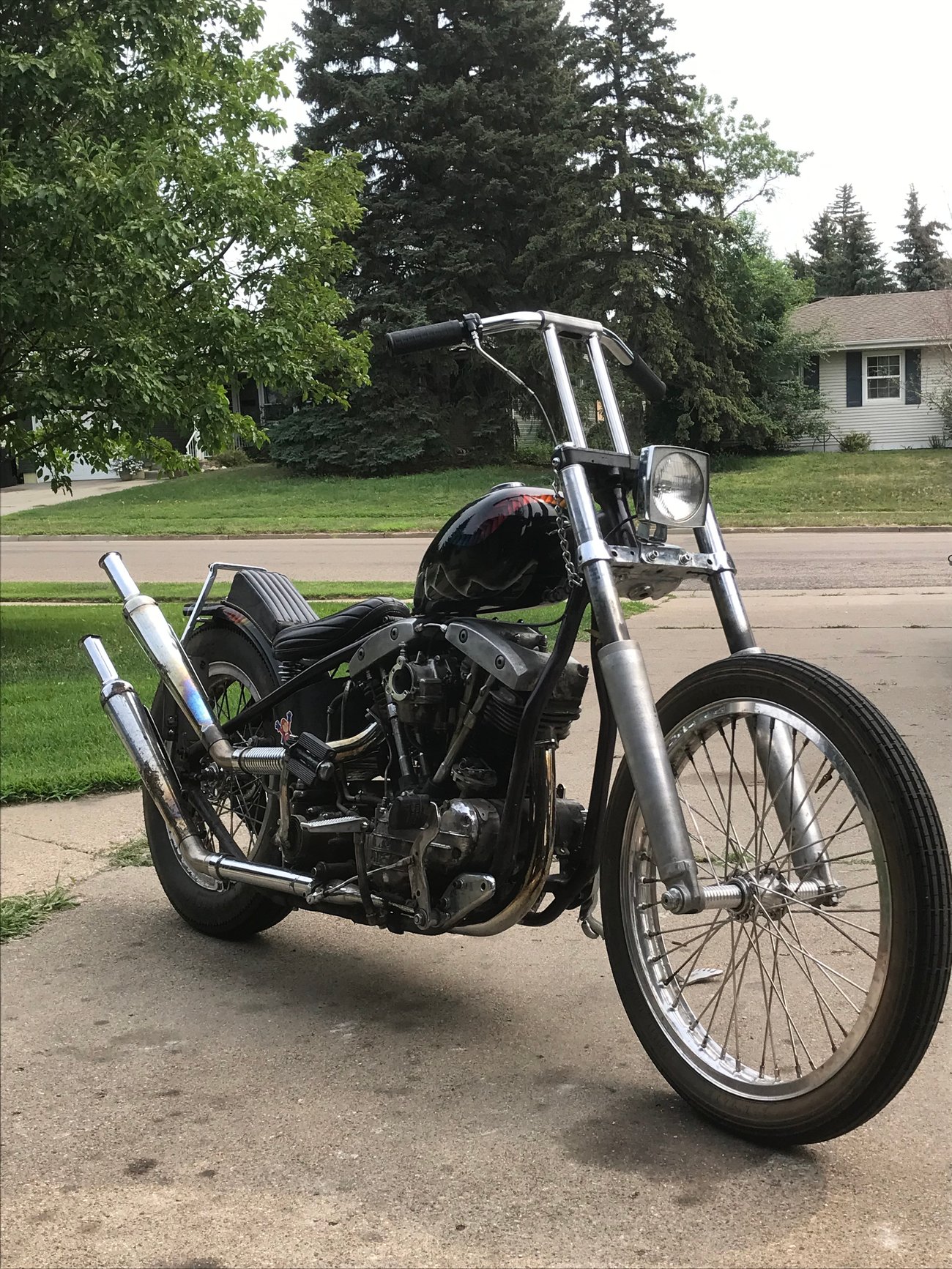 Stainless Extended Cast Riser With Chrome Drag Bar | Vitzyboys Choppers