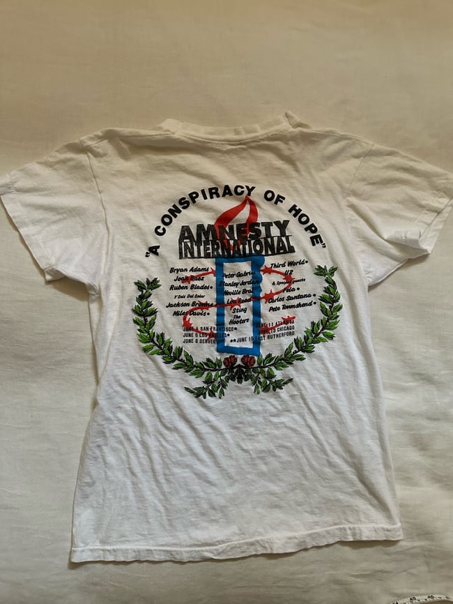80s Amnesty International concert t shirt tee