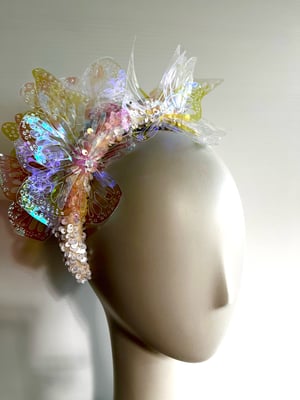 Image of White sequin headband w butterflies