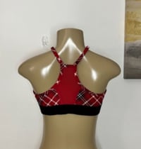Image 3 of  Y2K Red &  Black plaid Racerback Sports Bra – XL | Grunge Cozy Lounge Top