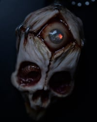 Image 2 of Third Eye Skull pendant, stainless chain , moon stone eye, OOAK one of a kind 