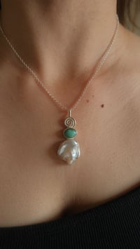 Image 2 of Turquoise and Pearl Pendant