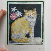 Image 4 of Hand finished A5 art print -Midge the ginger and white cat 