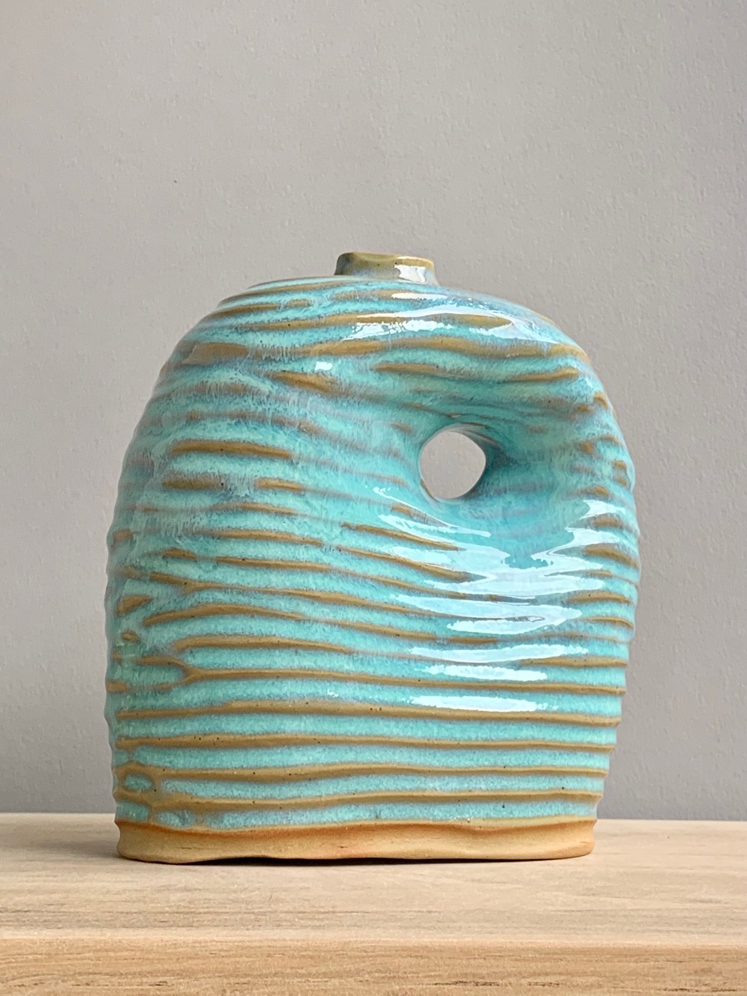 Image of Sea Bottle, copper glaze. 