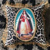 Virgin of charity leopard fabric cushion cover