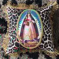 Image 1 of Virgin of charity leopard fabric cushion cover