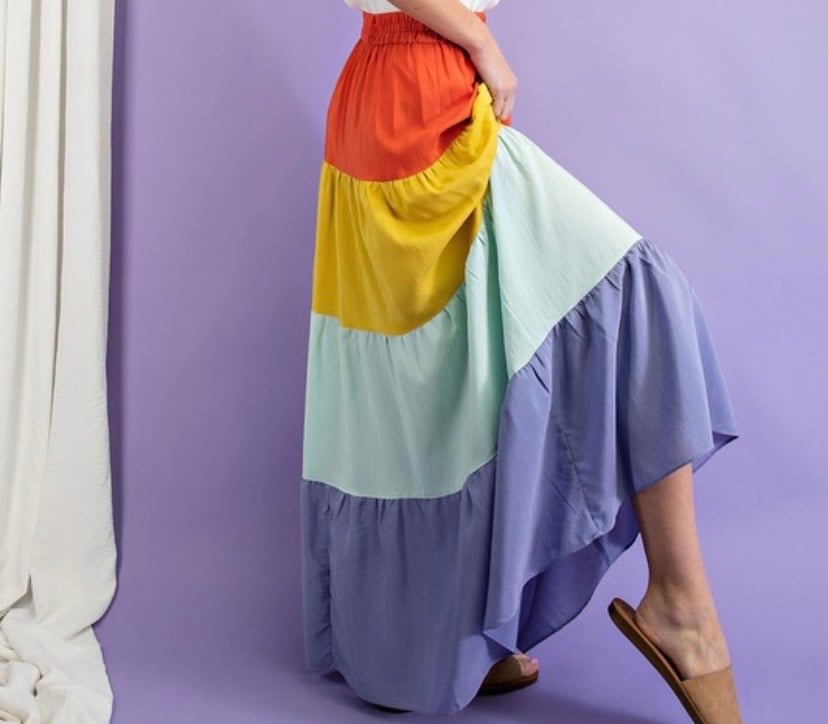 Image of Colorblock Maxi Skirt