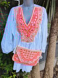 Image 2 of Cotton Neon Set-  tunic and bag- one off 