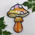 Iridescent Amber Mushroom Suncatcher 