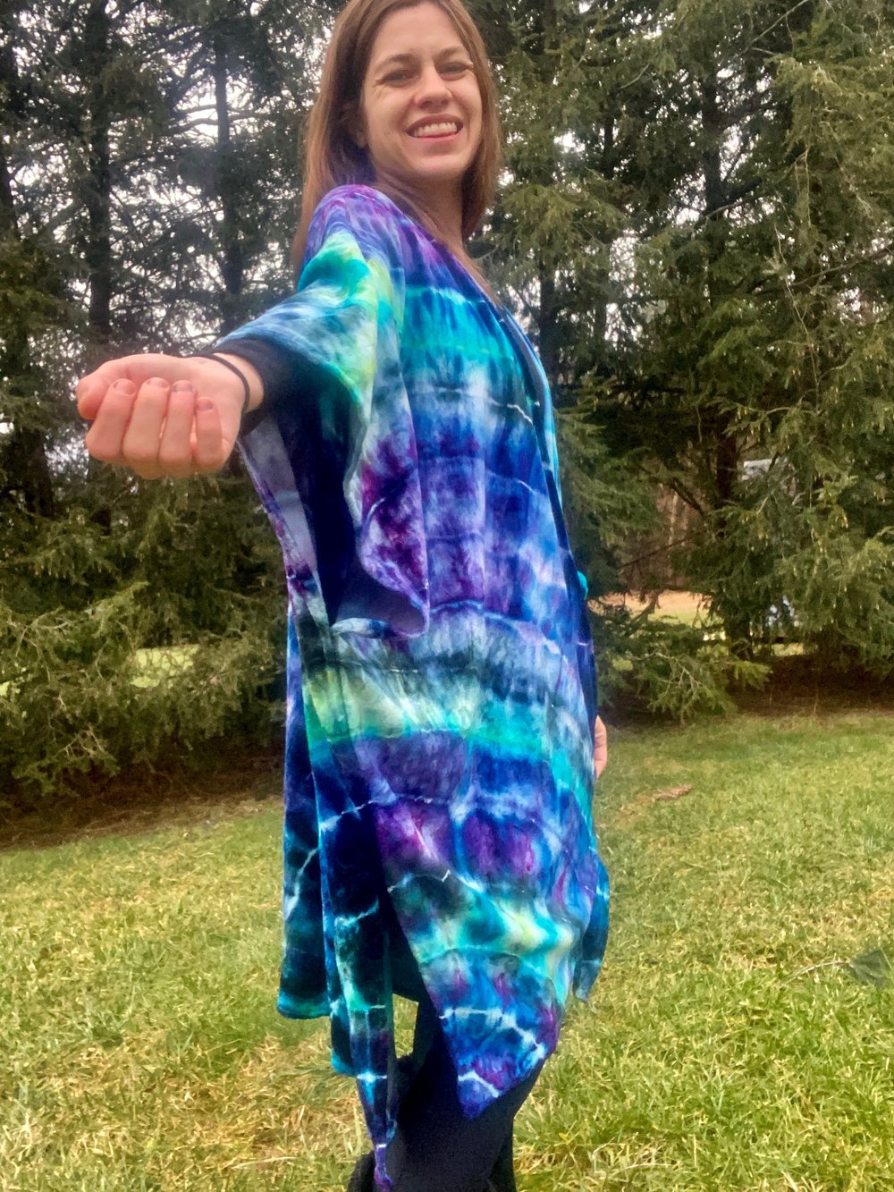 Image of (Free Size) Painted Fish Bamboo Velour Kimono