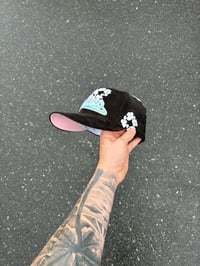 Image 4 of PINK BRIM BLACK CORDUROY PHILADELPHIA PHILLIES CUSTOM FITTED CAP