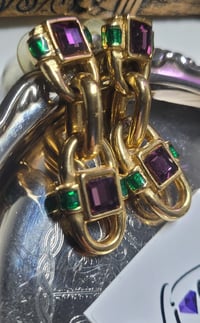 Image 3 of Vinatge Chain Gem Earrings