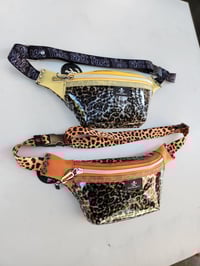 Image 2 of Clear leopard print vinyl fanny pack: Orange & Yellow