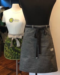 Image 1 of Handmade Cafe Apron | Couture Kitchen | 7 oz. Black Crosshatch Chambray. 100% cotton.