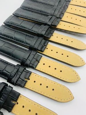 Image of LOTS OF 5 & 10 X CROC  STYLE OMEGA LEATHER GENTS WATCH STRAPS,20mm,BLACK,BROWN,WITHOUT BUCKLES.