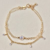 Image 1 of Stone Double Chain Bracelet 