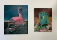 Image 3 of Painting / maleri / "The pink swan" / 40x50 cm