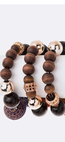 Image of Mix Wooden Beads Statement Bracelet 