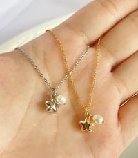 Image 3 of Puffy Star & Pearl Necklace