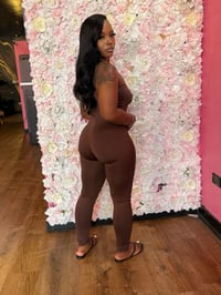 Image 3 of brown strapless jumpsuit