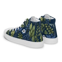 Image 13 of Art Nouveau Inspired Blue Boho Floral Sketch Women’s high top canvas shoes