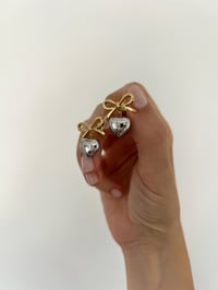 Image 1 of BOW HEART EARRINGS