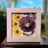 Plum Hollyhock, Veronica & Daisies- Wildflower Art In 6" X 6" Shadow Box (Item# 202309S)