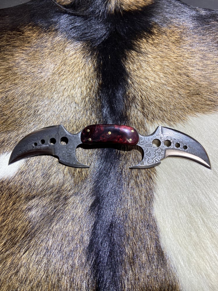 Image of Stunning, Damascus dual razor, edged, hooked blade.
