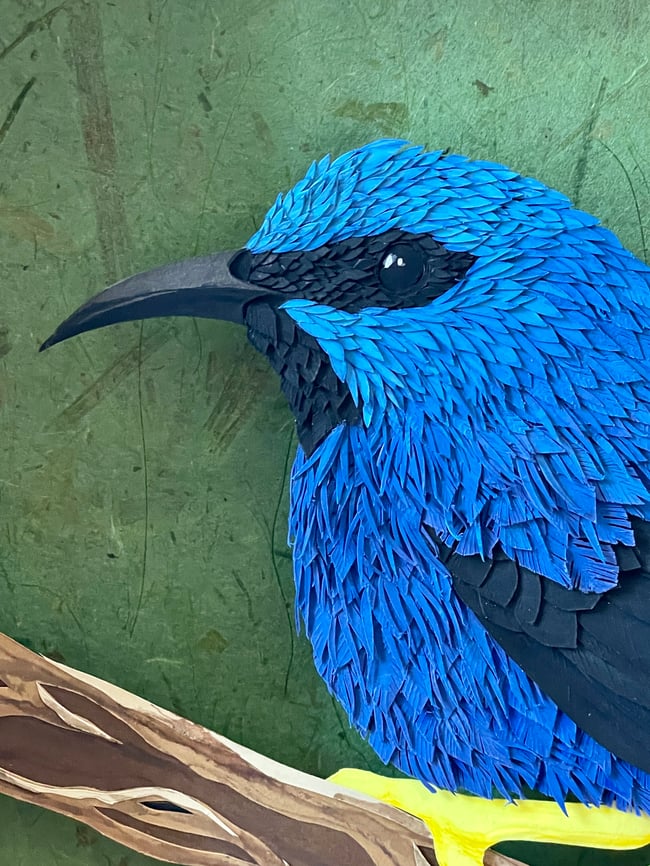 Shining Honeycreeper Paper Sculpture