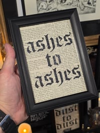 Image 1 of "ASHES TO ASHES" 1800's bible page with preserved web