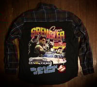 Upcycled “Egon Spengler/Ghostbusters” t-shirt flannel