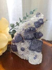 Image 1 of 454g Rare Blue Indigo YGX Cube "QR Code" Fluorite Crystal Specimen 